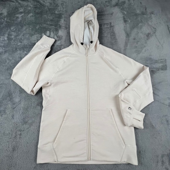 ALWRLD Tops - ALWRLD Mens Cream Full Zip Hoodie Wool Blend Jacket Athletic Fleece Size Medium